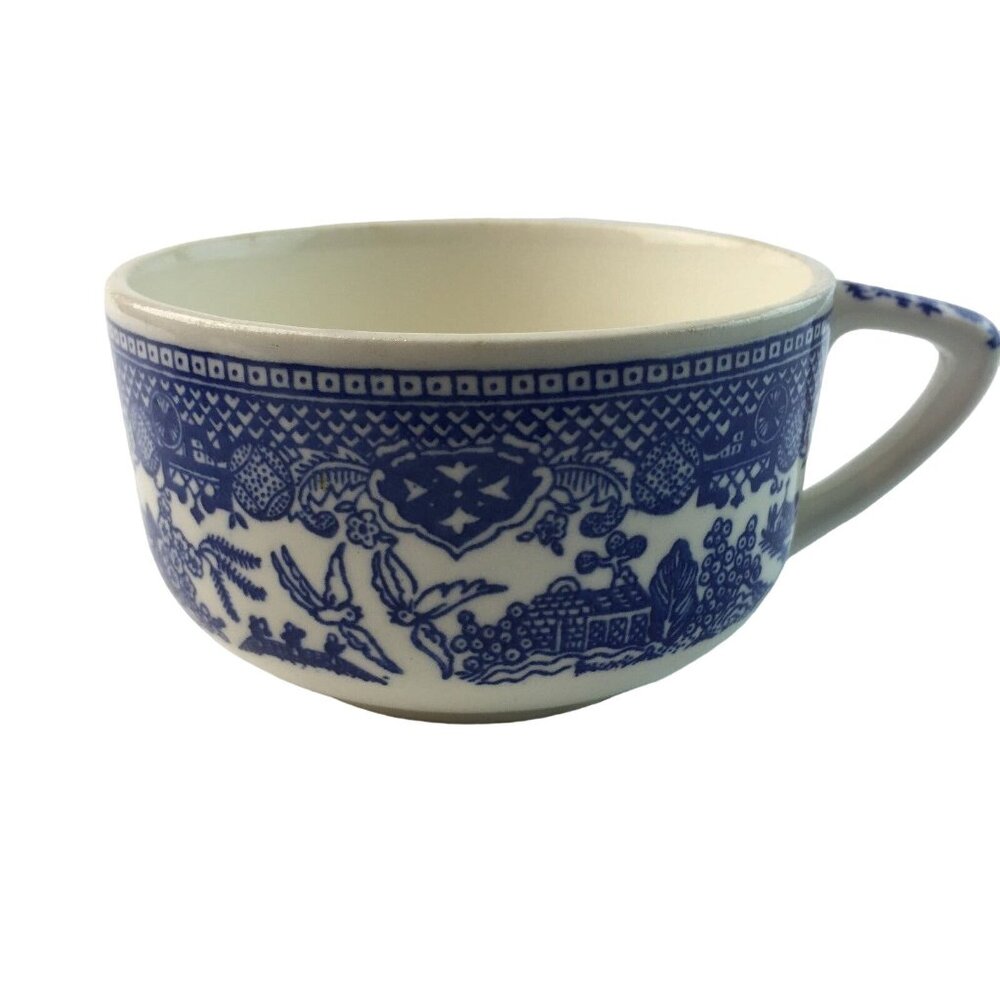 Blue Willow China Tea Cup Handle Unmarked Vintage u